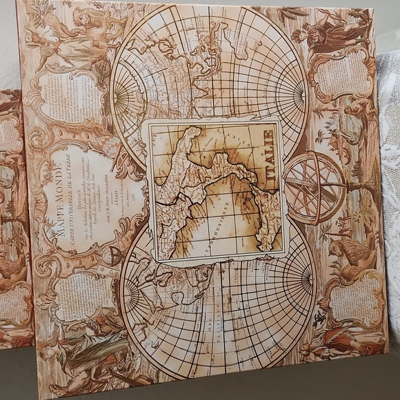 Set 2 Nesting Stackable Decorative Storage Box  Old World Map Design New - Picture 4 of 13